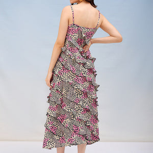 Women's Ditsy Printed Fit And Flare Maxi Dress