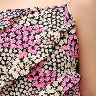 Women's Ditsy Printed Fit And Flare Maxi Dress