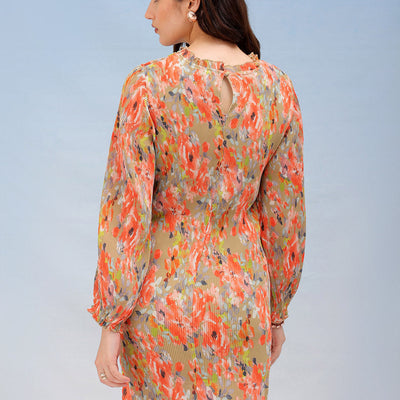 Women's Floral Straight Pleated Dress