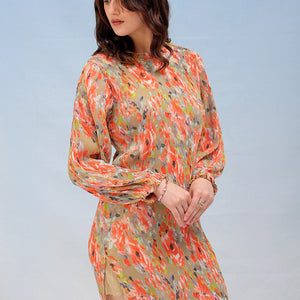 Women's Floral Straight Pleated Dress