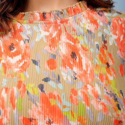 Women's Floral Straight Pleated Dress