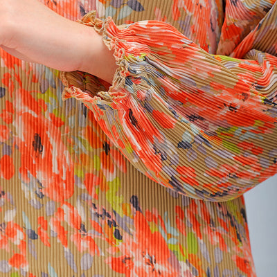 Women's Floral Straight Pleated Dress