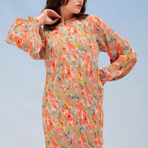 Women's Floral Straight Pleated Dress