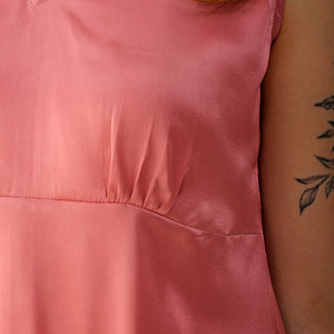 Women's Pink Fit and Flare Solid V neck Pinafore Dress