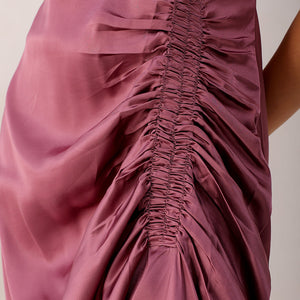 Women's Purple Straight Solid Round Neck Asymmetric Dress