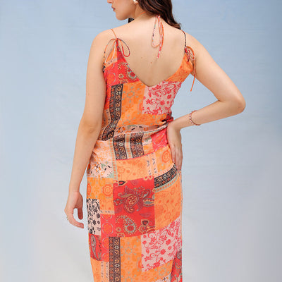 Women's Printed Ruched Spaghetti Dress