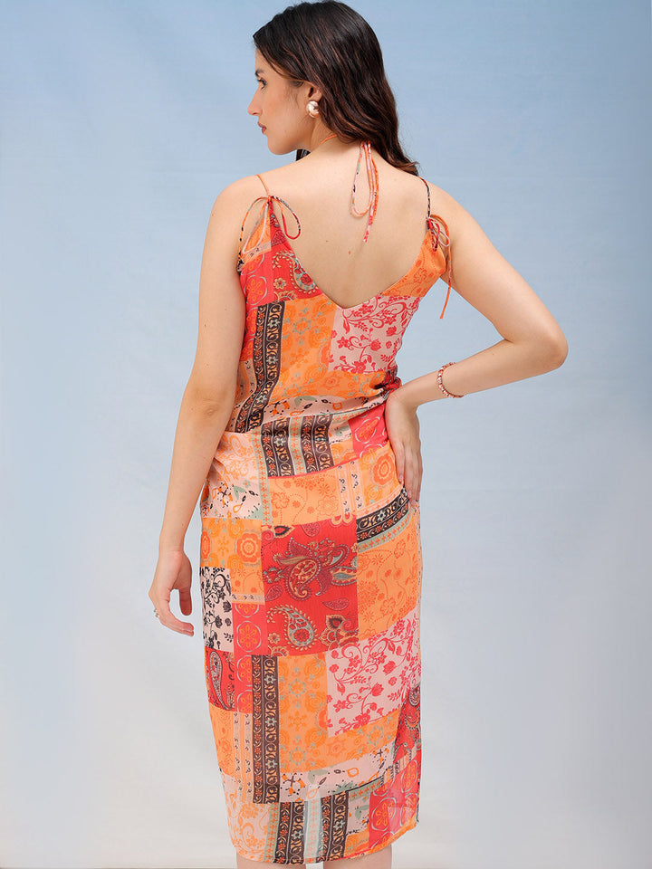 Women's Printed Ruched Spaghetti Dress