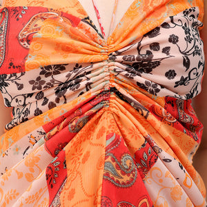 Women's Printed Ruched Spaghetti Dress