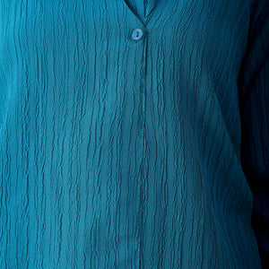 Women's Teal Straight Textured NA Asymmetric Dress