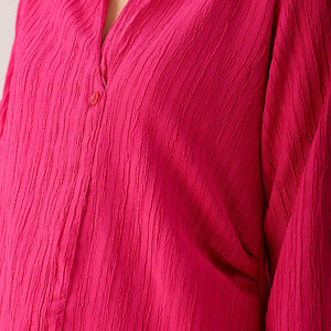 Women's Pink Straight Textured NA Asymmetric Dress