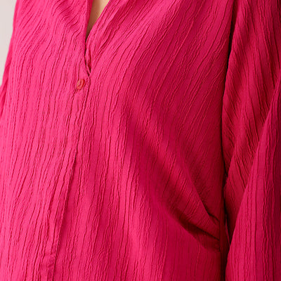 Women's Pink Straight Textured NA Asymmetric Dress