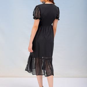 Women's Textured Fit and Flare Tiered Dress