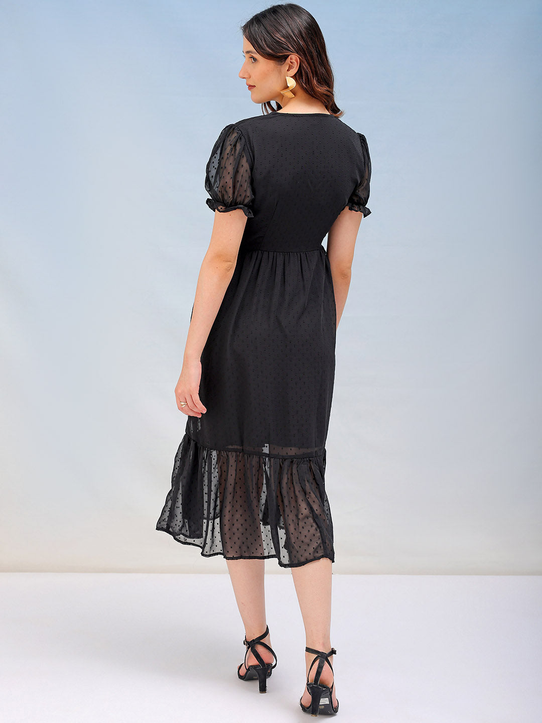 Women's Textured Fit and Flare Tiered Dress