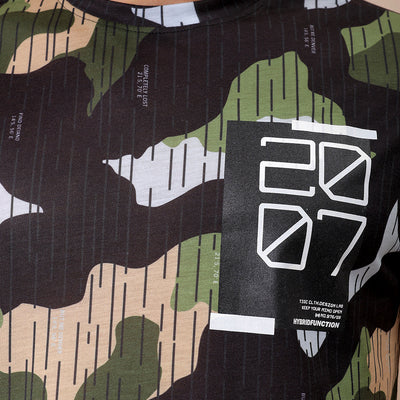 Men's Black Slim Fit Abstract Printed T-Shirt