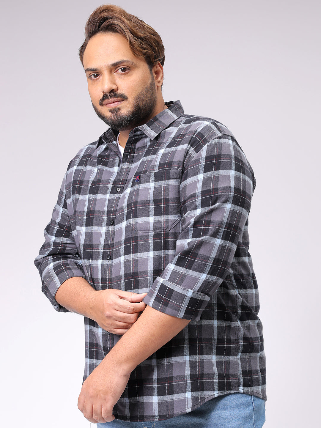 Men's Plus Size Checked Casual Shirt