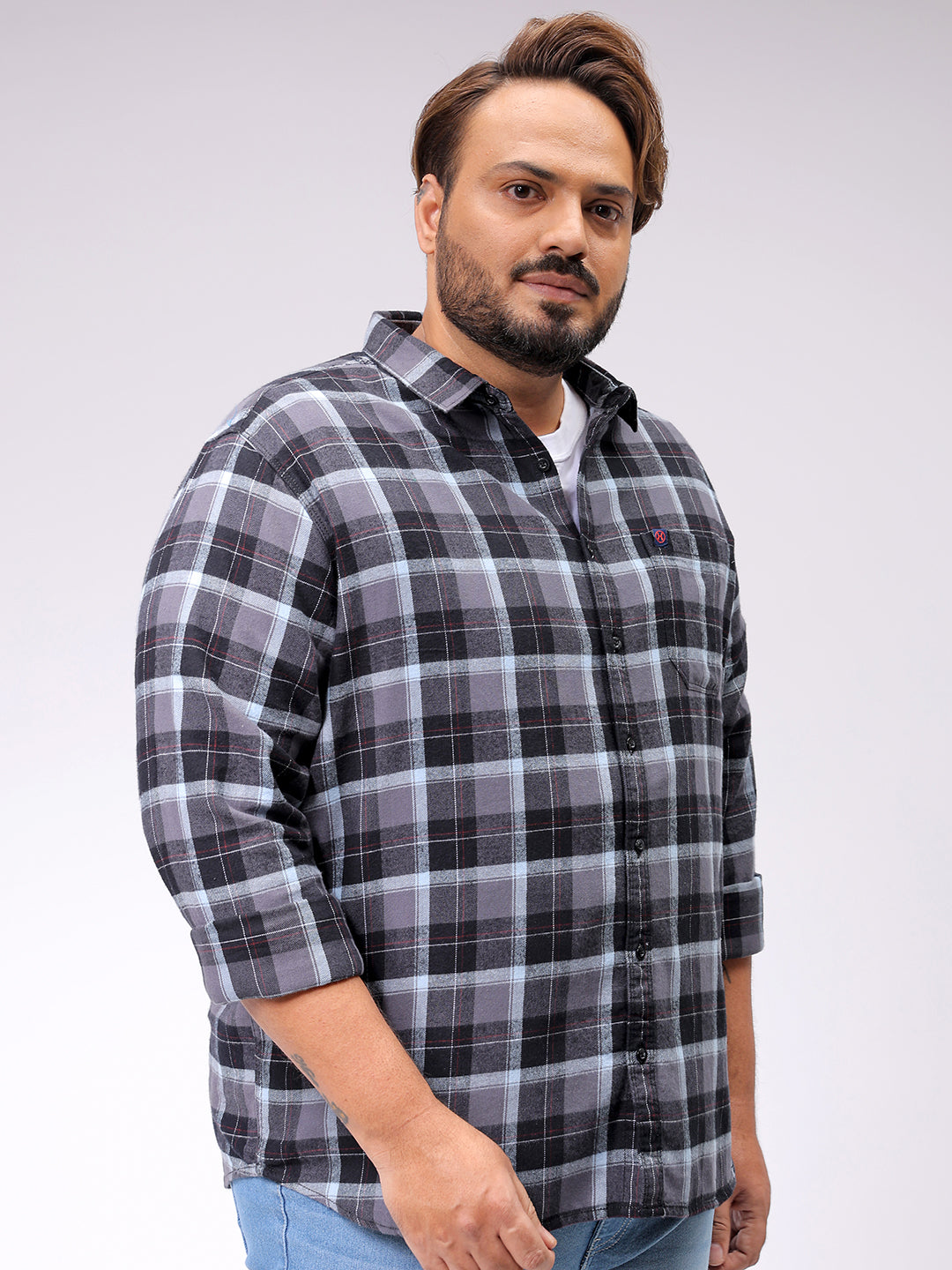 Men's Plus Size Checked Casual Shirt