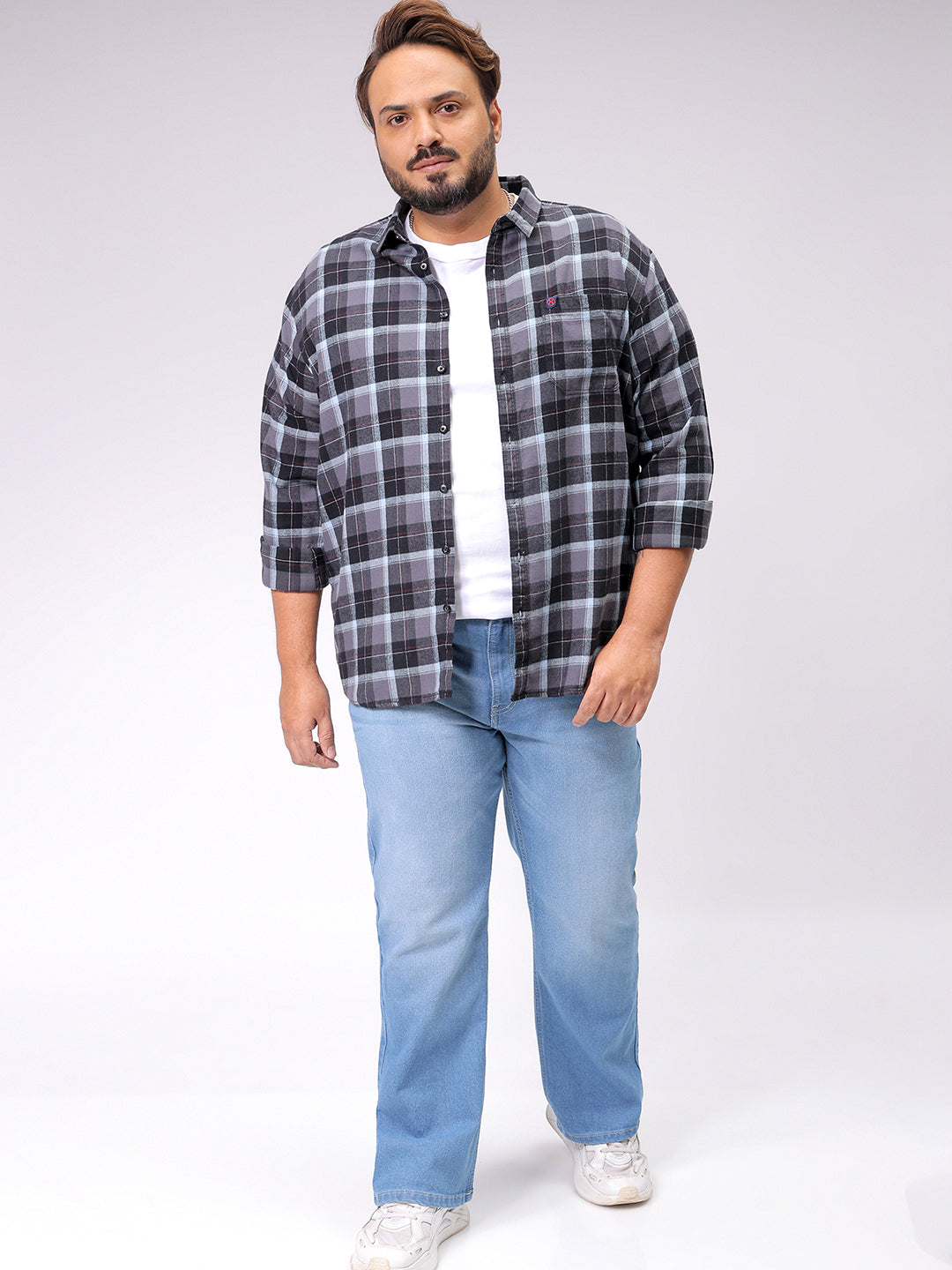 Men's Plus Size Checked Casual Shirt