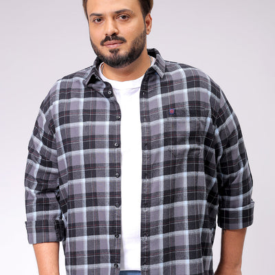Men's Plus Size Checked Casual Shirt