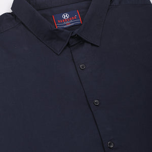 Men's Plus Size Navy Blue Regular Fit Solid Casual Shirt