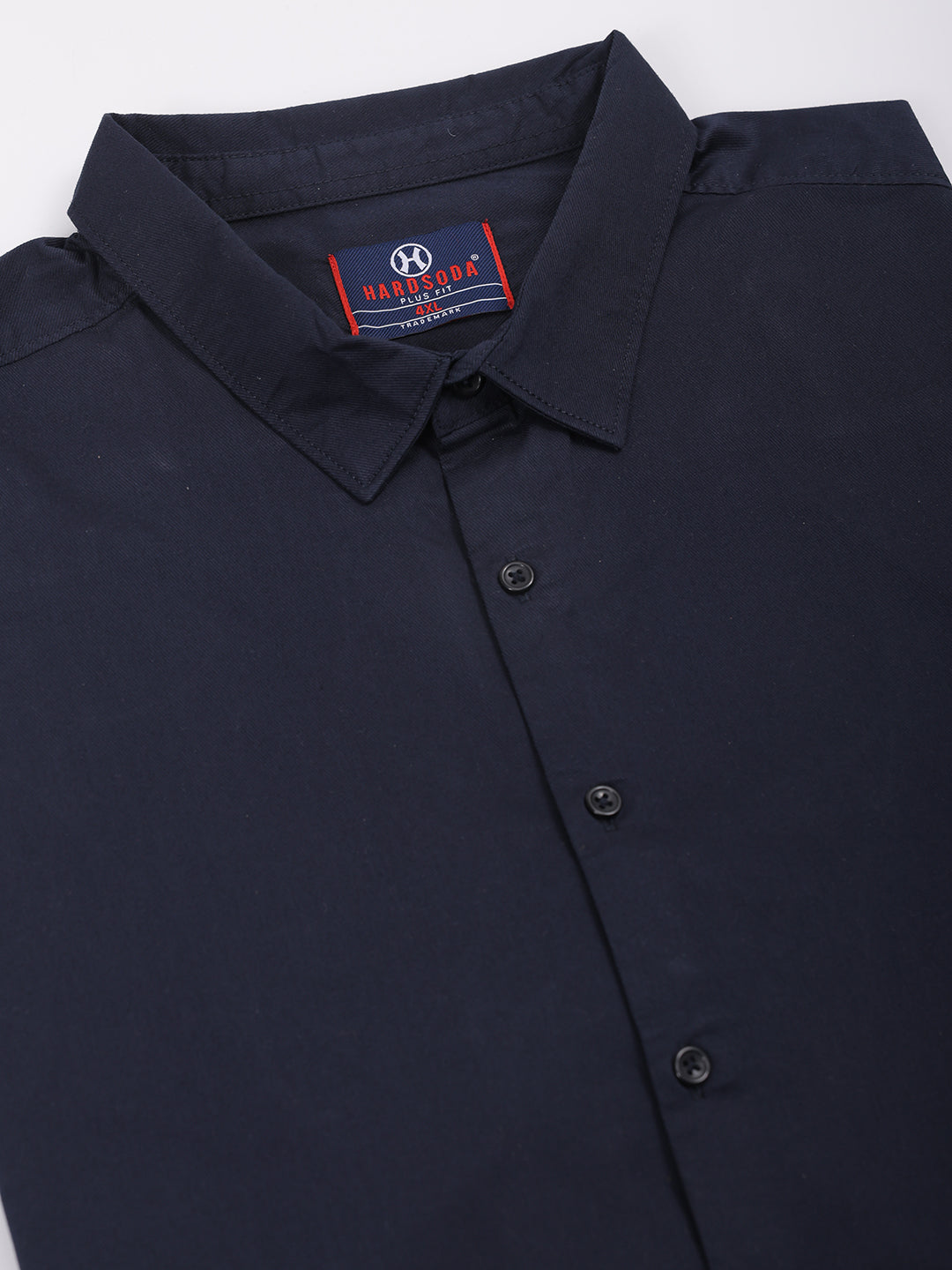 Men's Plus Size Navy Blue Regular Fit Solid Casual Shirt