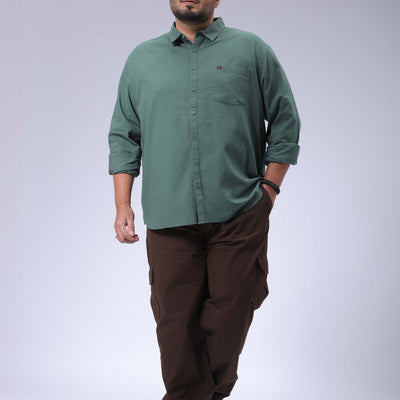 Men's Plus Size Green Regular Fit Solid Casual Shirt