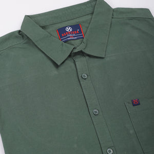 Men's Plus Size Green Regular Fit Solid Casual Shirt