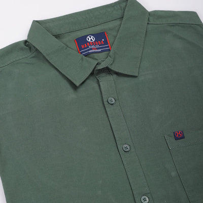 Men's Plus Size Green Regular Fit Solid Casual Shirt