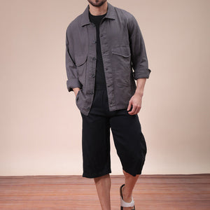 Men's Charcoal Regular Fit Solid Overshirt