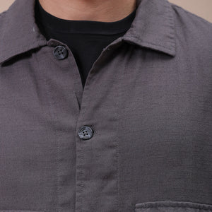 Men's Charcoal Regular Fit Solid Overshirt