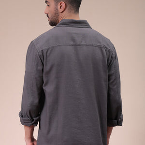 Men's Charcoal Regular Fit Solid Overshirt