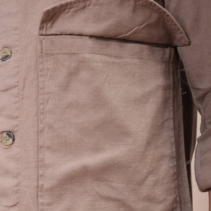 Men's Beige Regular Fit Solid Overshirt