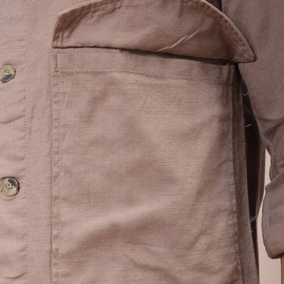 Men's Beige Regular Fit Solid Overshirt