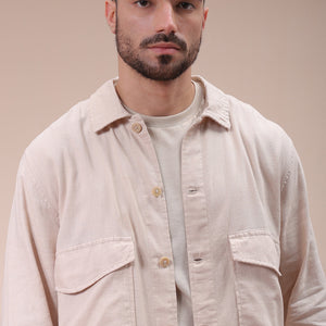 Men's Khaki Regular Fit Solid Overshirt