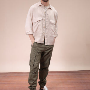 Men's Khaki Regular Fit Solid Overshirt