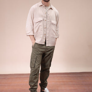 Men's Khaki Regular Fit Solid Overshirt