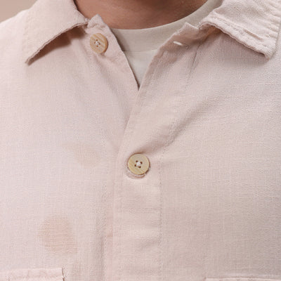 Men's Khaki Regular Fit Solid Overshirt
