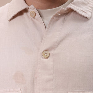 Men's Khaki Regular Fit Solid Overshirt