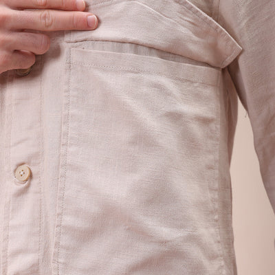 Men's Khaki Regular Fit Solid Overshirt