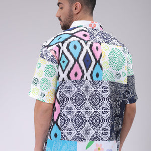 Men's Multicolor Boxy Fit Patched Shirt