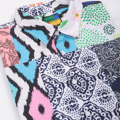 Men's Multicolor Boxy Fit Patched Shirt
