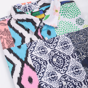 Men's Multicolor Boxy Fit Patched Shirt