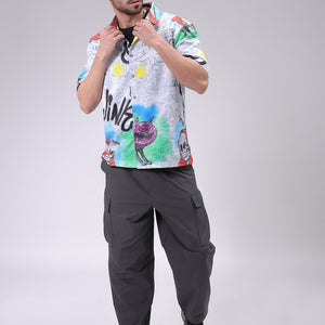 Men's Grey Boxy Fit Character Shirt