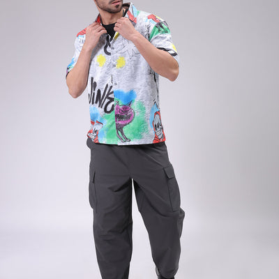 Men's Grey Boxy Fit Character Shirt