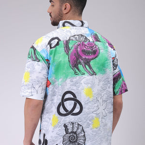 Men's Grey Boxy Fit Character Shirt