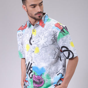 Men's Grey Boxy Fit Character Shirt