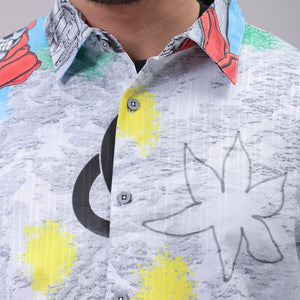 Men's Grey Boxy Fit Character Shirt