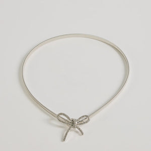 Gleaming Chic Rhinestone Bow Metal Coil Belt
