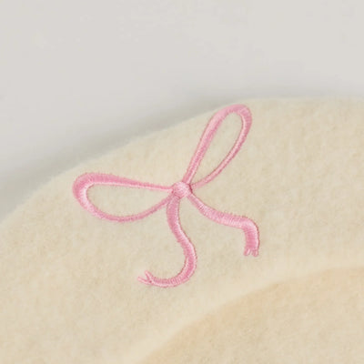 So Chic Bow Detail Faux Wool Beret