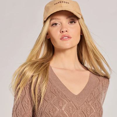 Faux Suede Espresso Script Cap