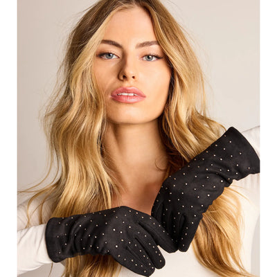 Sparkle Moment Faux Suede Rhinestone Gloves